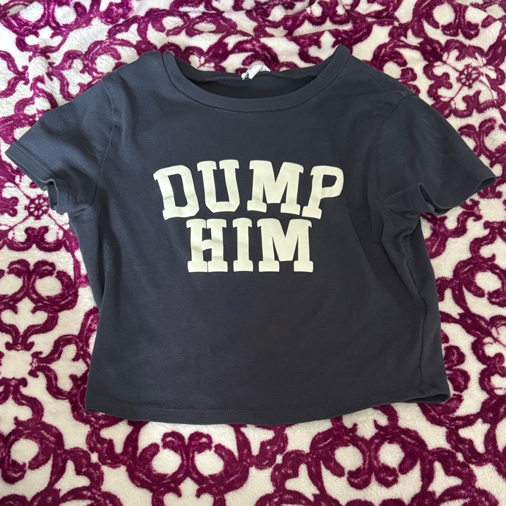 Garage Gray Crop Top with Bold Print